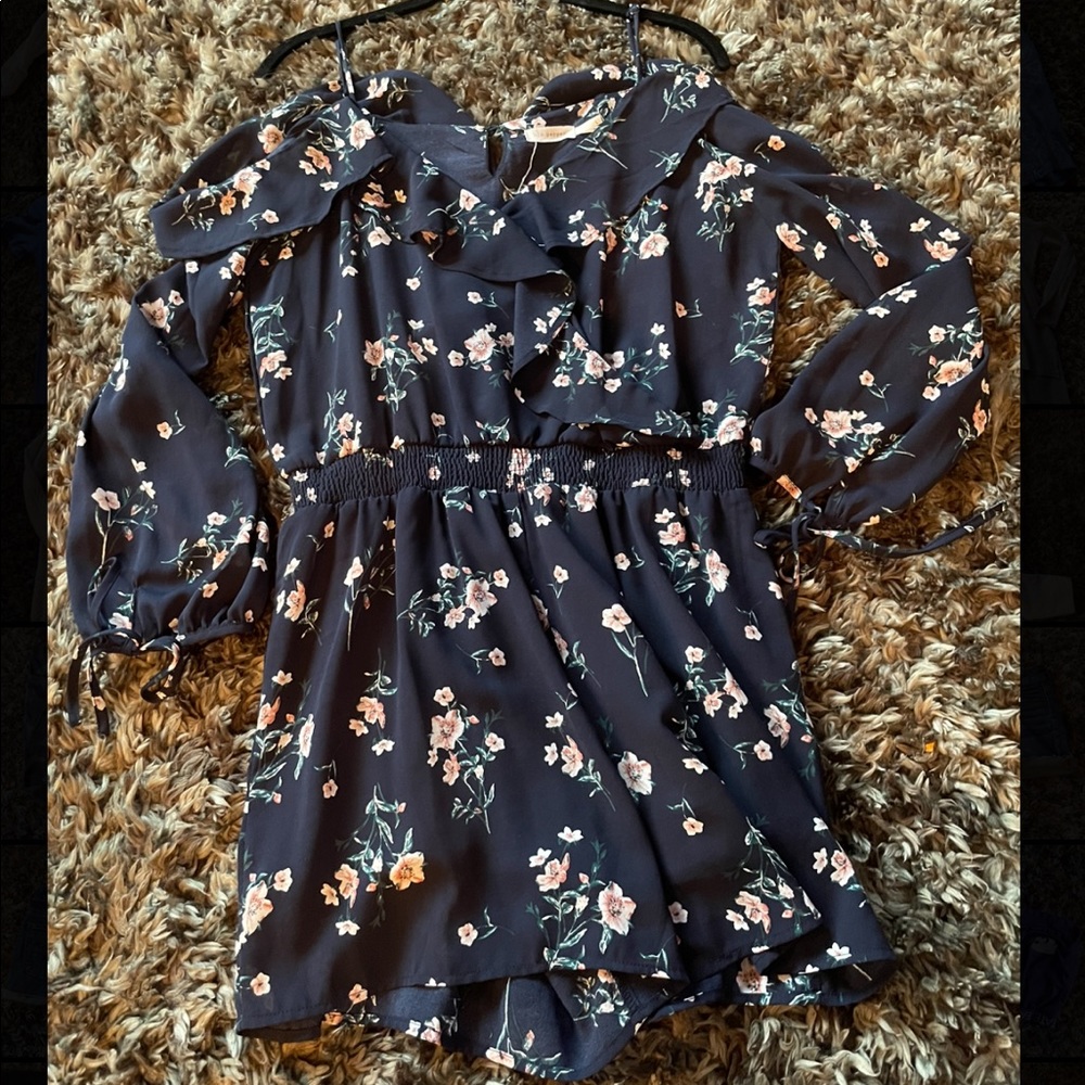 Floral cold shoulder romper